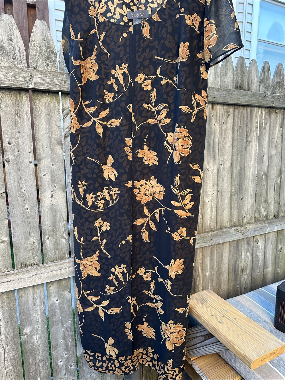 Floral Print Black & Gold Midi Jumpsuit